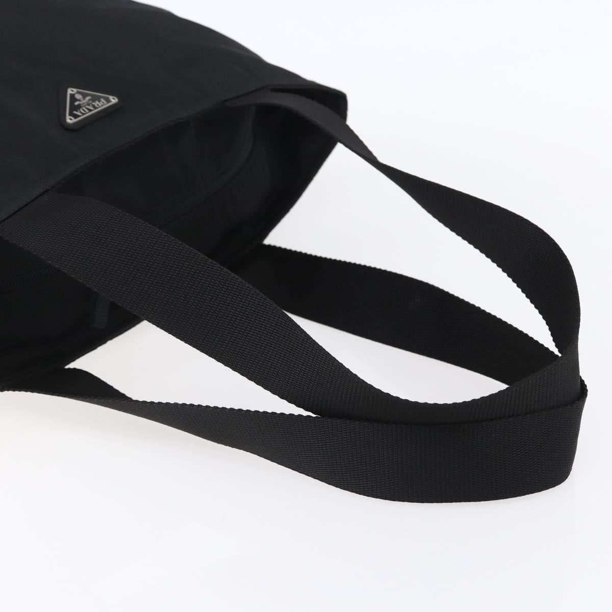 PRADA Tote Bag Nylon Black Silver Auth 151861