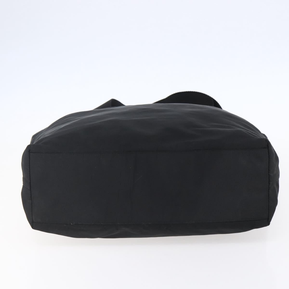 PRADA Tote Bag Nylon Black Silver Auth 151861