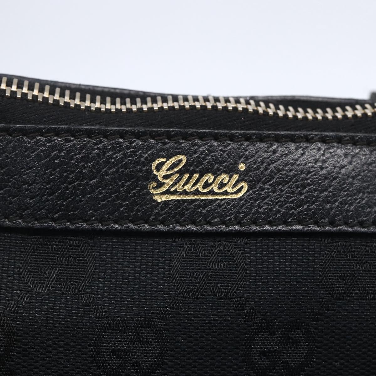 GUCCI GG Canvas Hand Bag Black Gold 141471 Auth 151862
