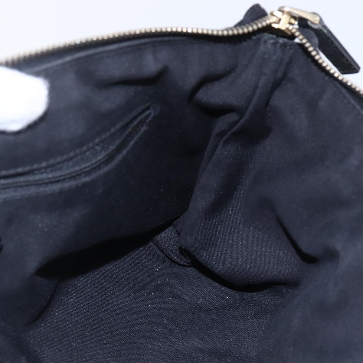 GUCCI GG Canvas Hand Bag Black Gold 141471 Auth 151862