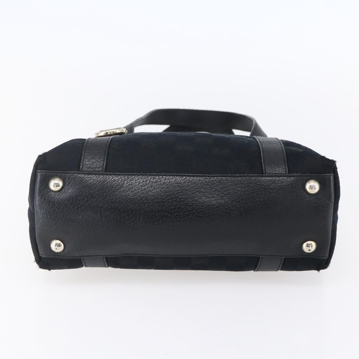 GUCCI GG Canvas Hand Bag Black Gold 141471 Auth 151862