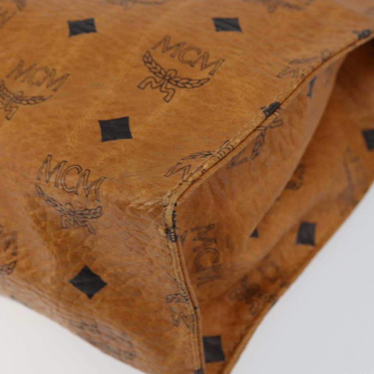 MCM Logogram Vicetos Clutch Bag PVC Leather Brown Gold Auth 151865