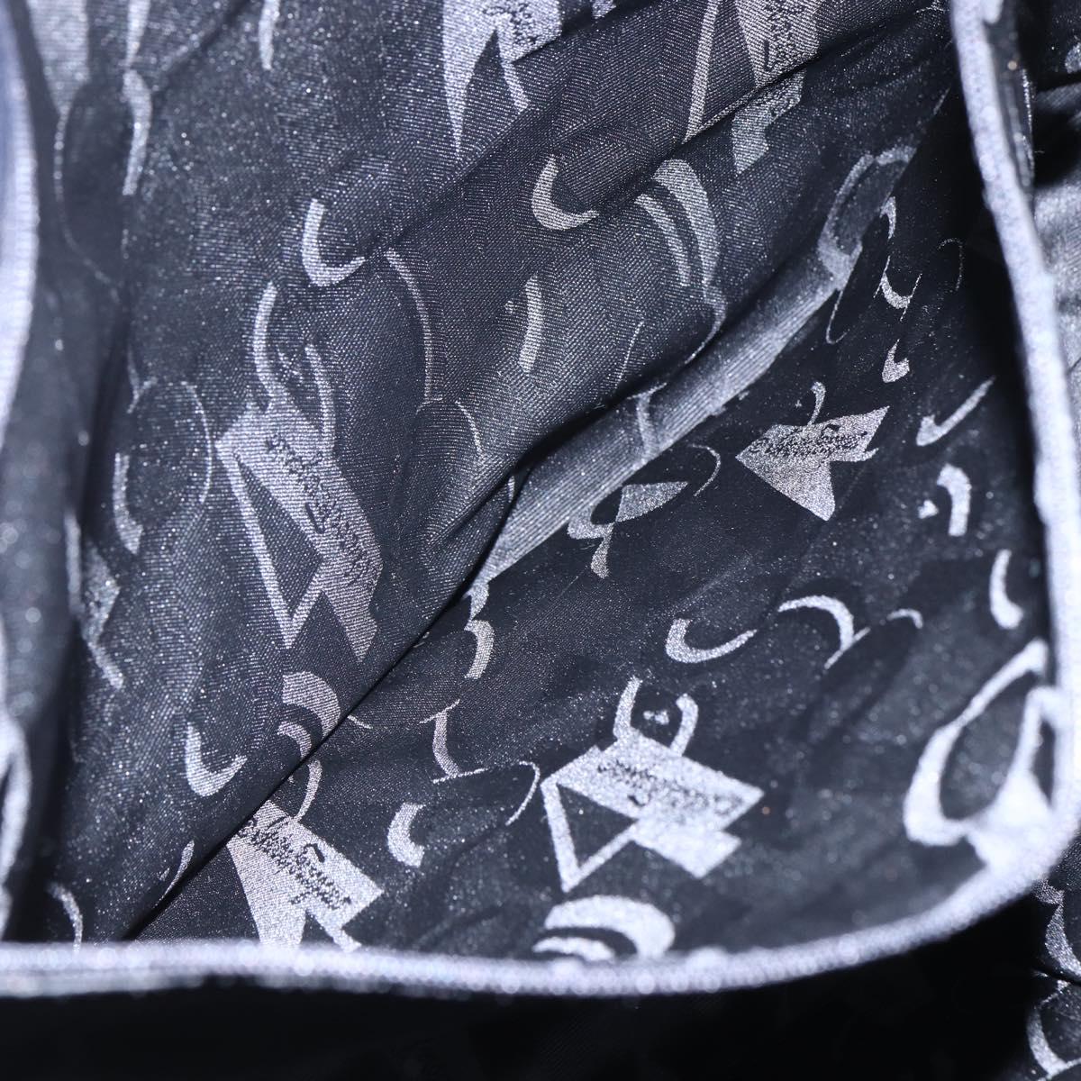 Salvatore Ferragamo Chain Shoulder Bag Canvas Black Silver Auth 151869