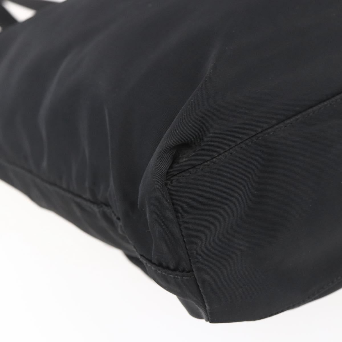 PRADA Tote Bag Nylon Black Silver Auth 151870