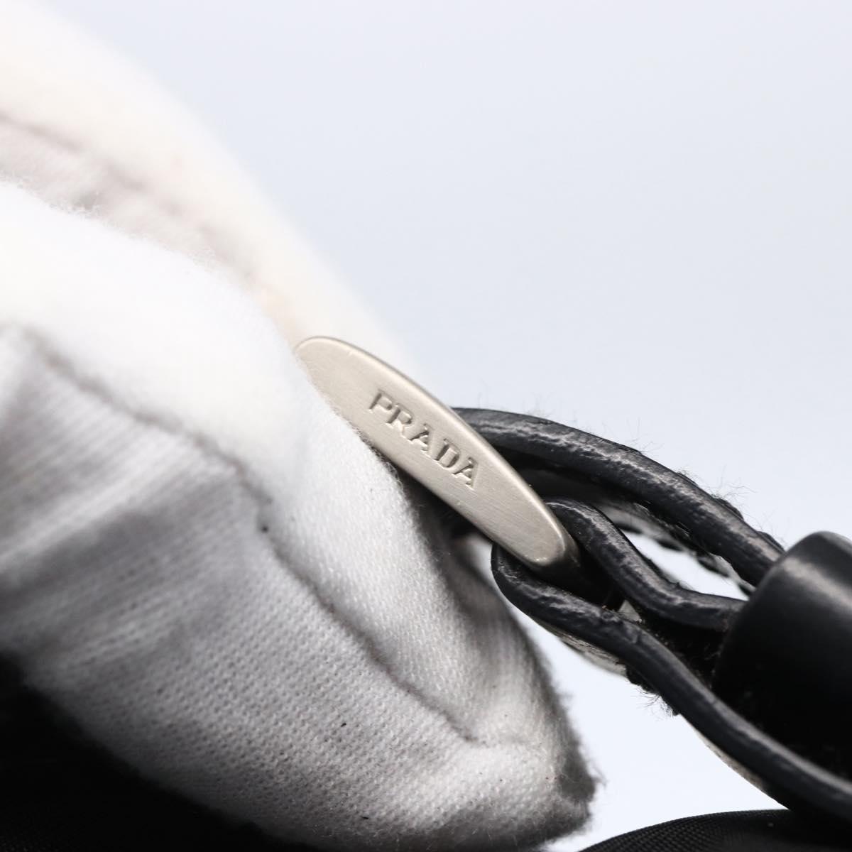 PRADA Tote Bag Nylon Black Silver Auth 151870