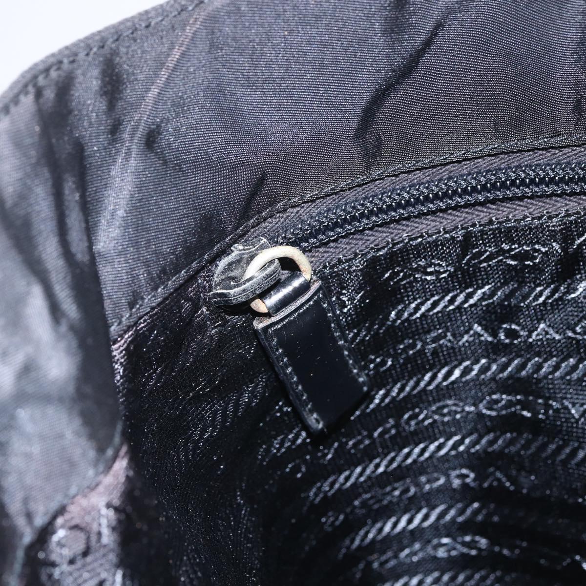 PRADA Tote Bag Nylon Black Silver Auth 151870