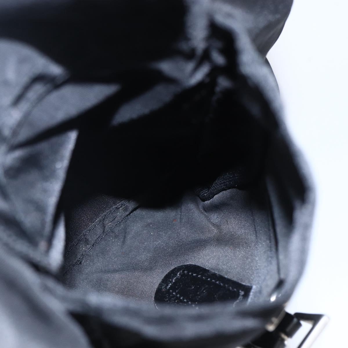 PRADA Tote Bag Nylon Black Silver Auth 151870