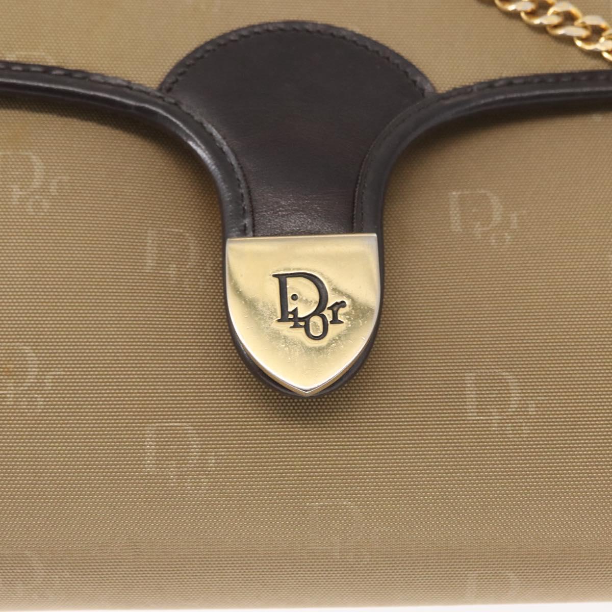 Christian Dior Shoulder Bag Nylon Beige Gold Auth 151871