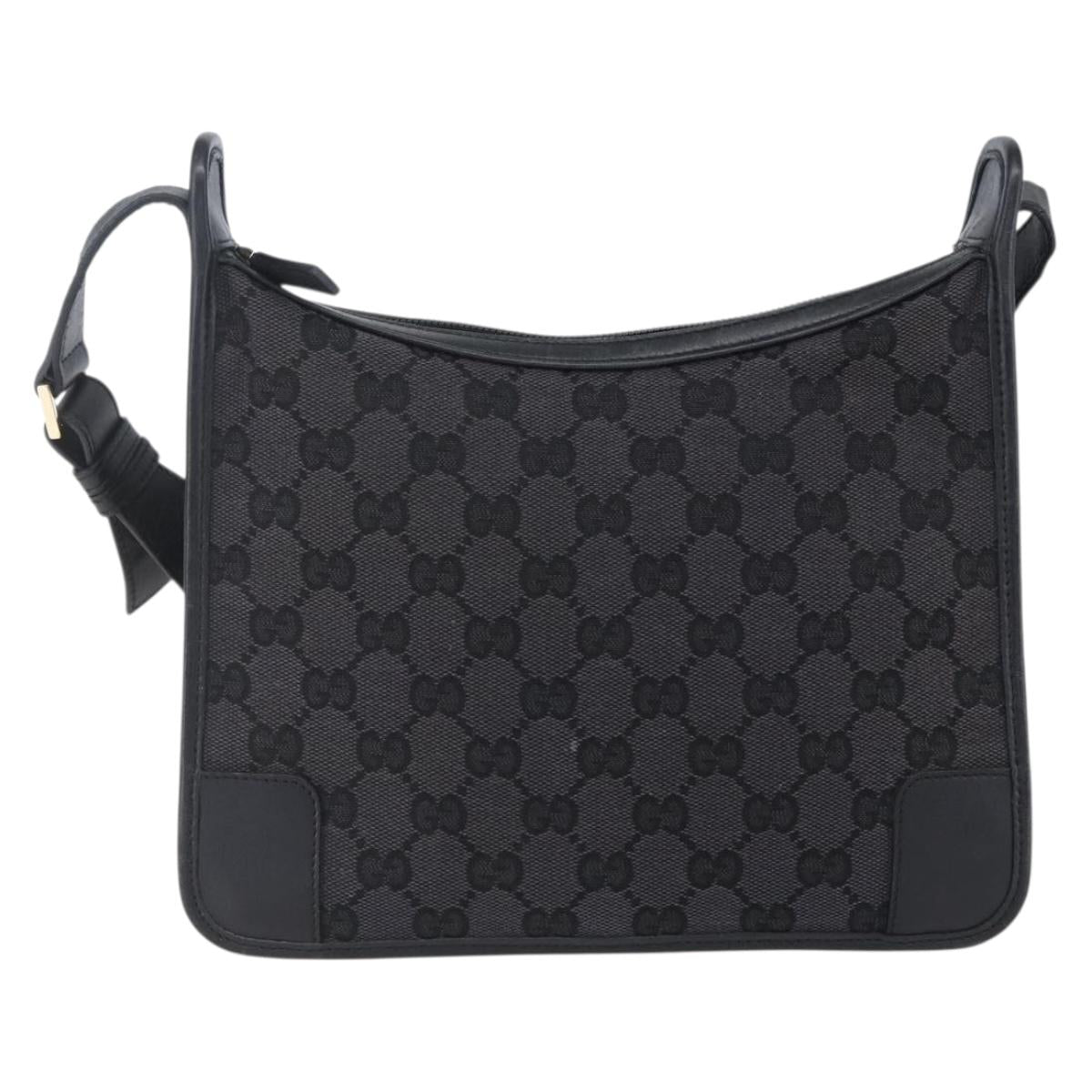GUCCI GG Canvas Shoulder Bag Black Silver 001 4206 Auth 151872