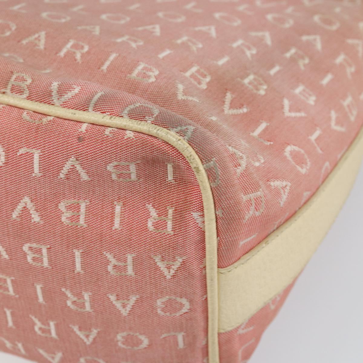 BVLGARI Logo Mania Shoulder Bag Canvas Pink Silver Auth 151875