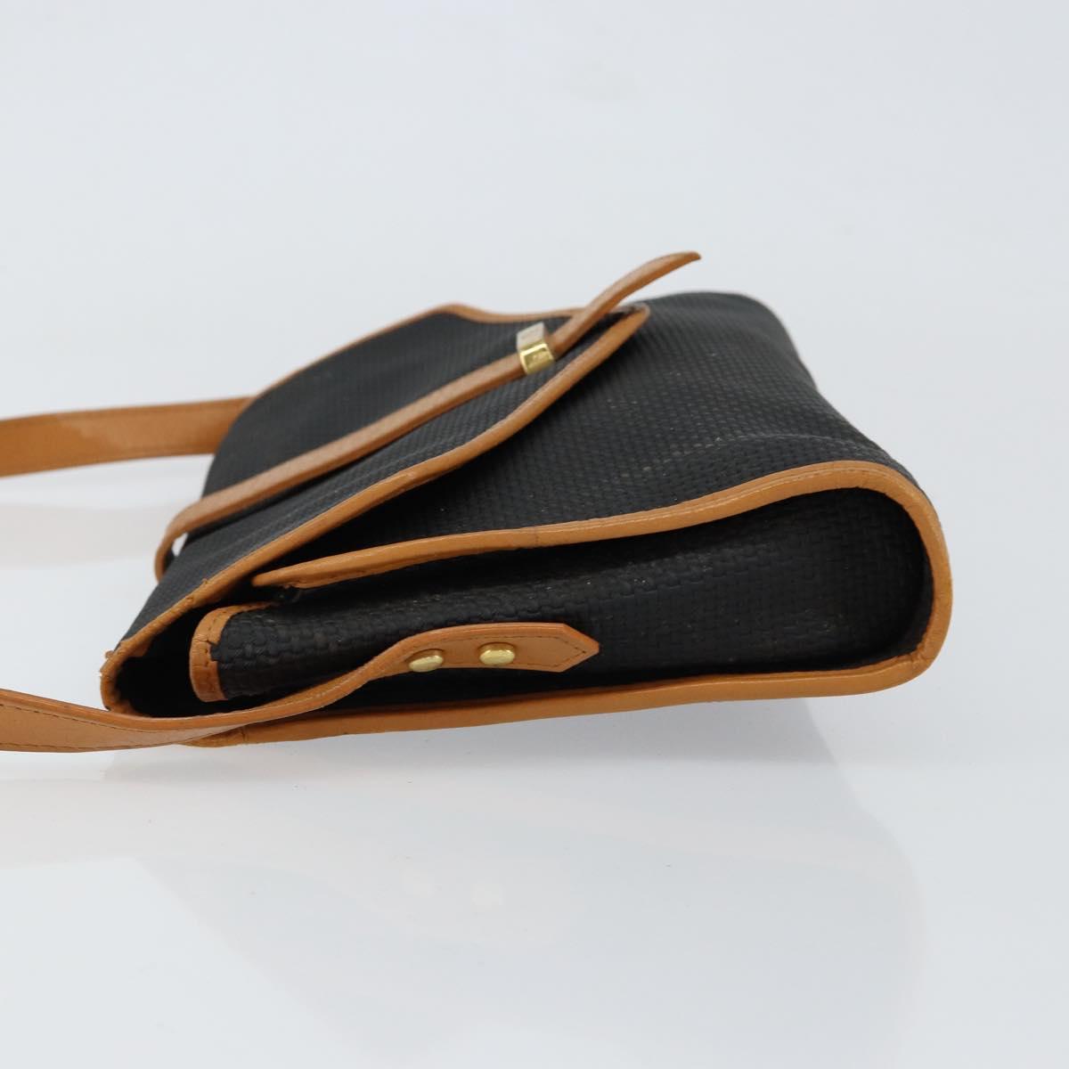 SAINT LAURENT Shoulder Bag Leather Gold Black Auth 151878