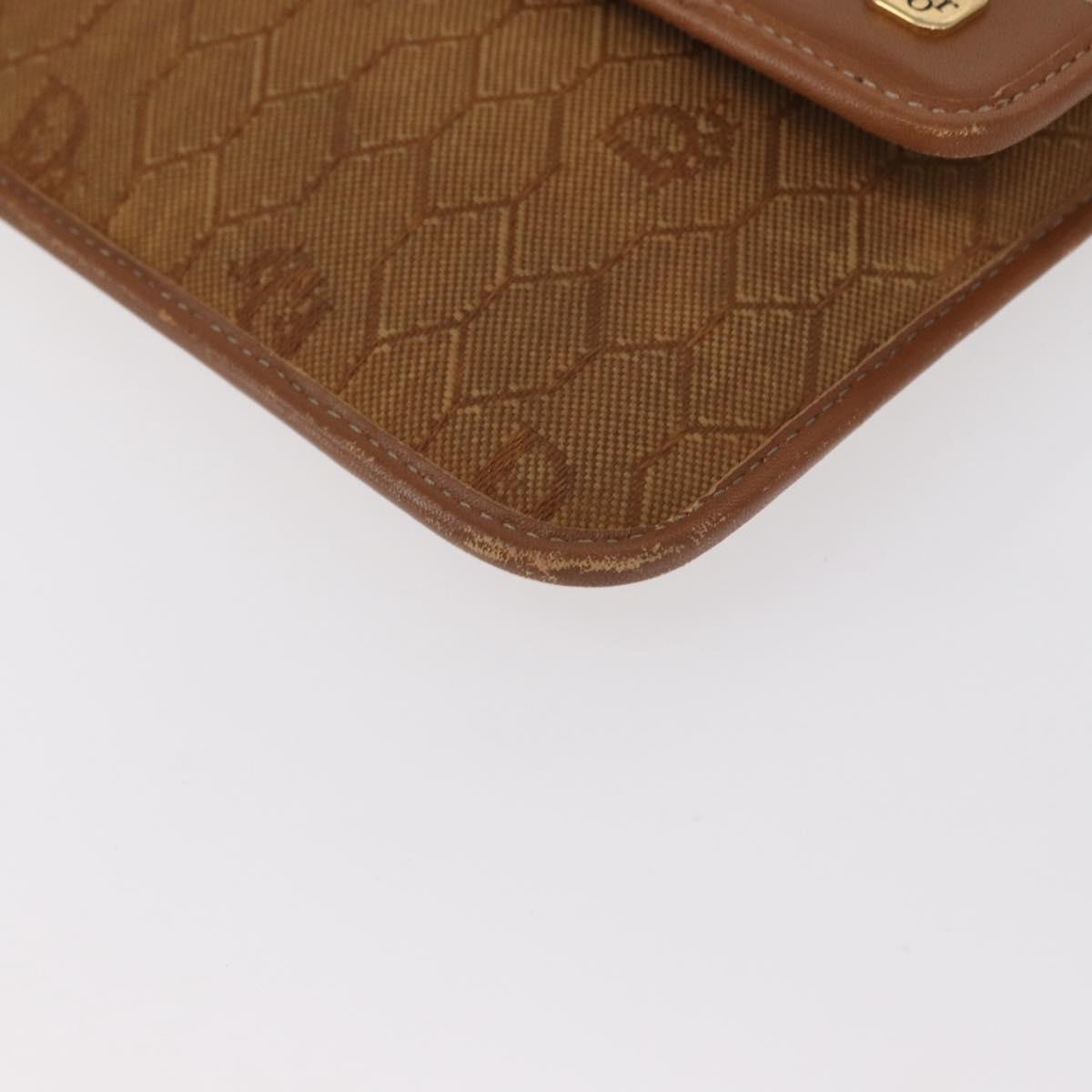 Christian Dior Honeycomb Canvas Chain Shoulder Bag Gold Brown Auth 151879