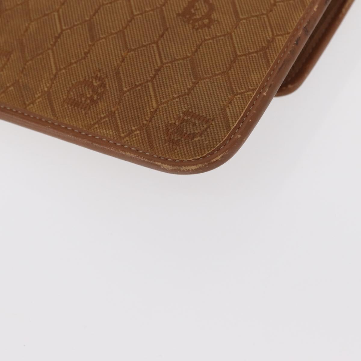 Christian Dior Honeycomb Canvas Chain Shoulder Bag Gold Brown Auth 151879