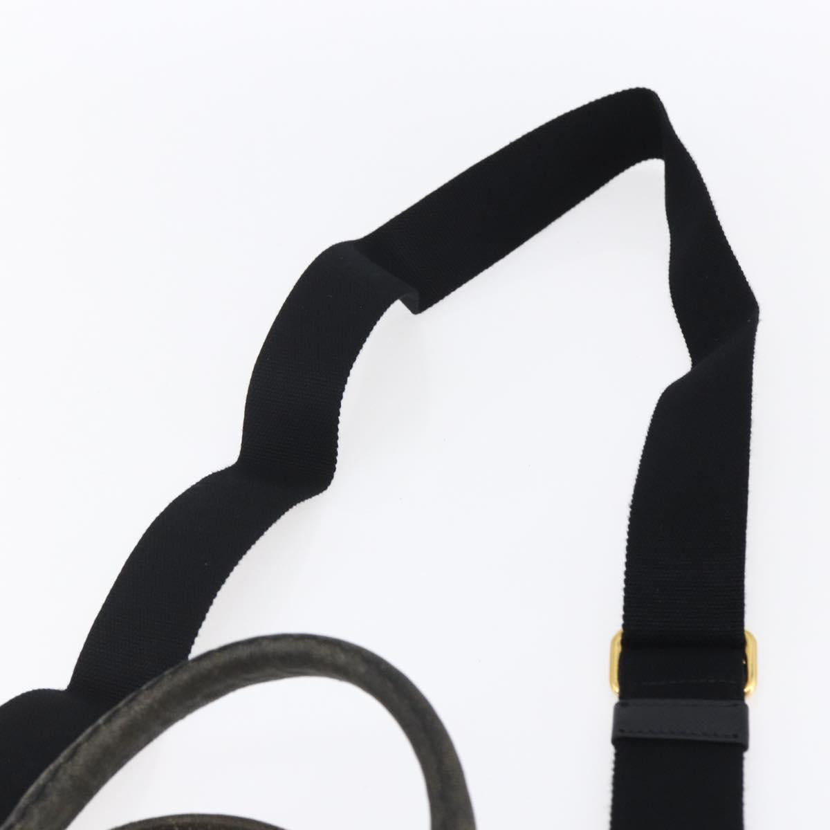 PRADA Canapa PM Hand Bag Denim 2way Black Gold Auth 151881