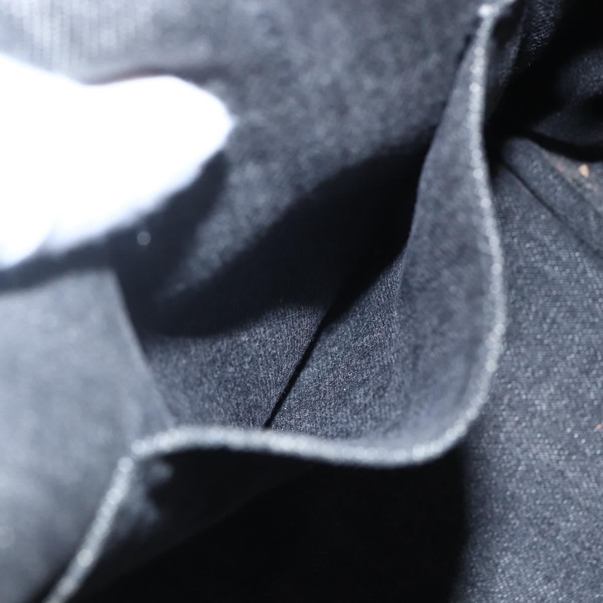 PRADA Canapa PM Hand Bag Denim 2way Black Gold Auth 151881