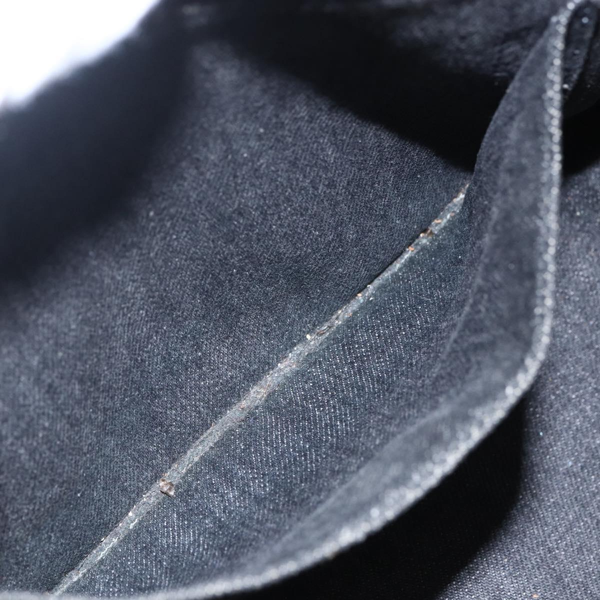 PRADA Canapa PM Hand Bag Denim 2way Black Gold Auth 151881