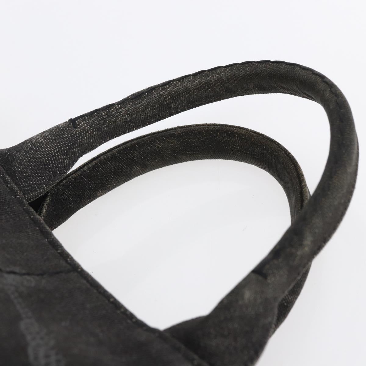 PRADA Canapa PM Hand Bag Denim 2way Black Gold Auth 151881