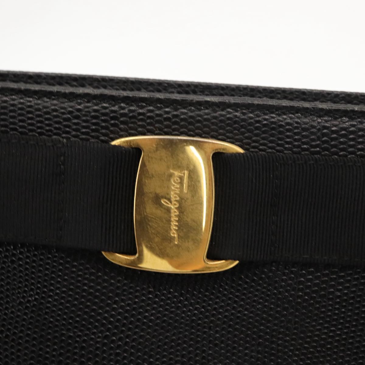 Salvatore Ferragamo Tote Bag Leather Black Gold Auth 151882