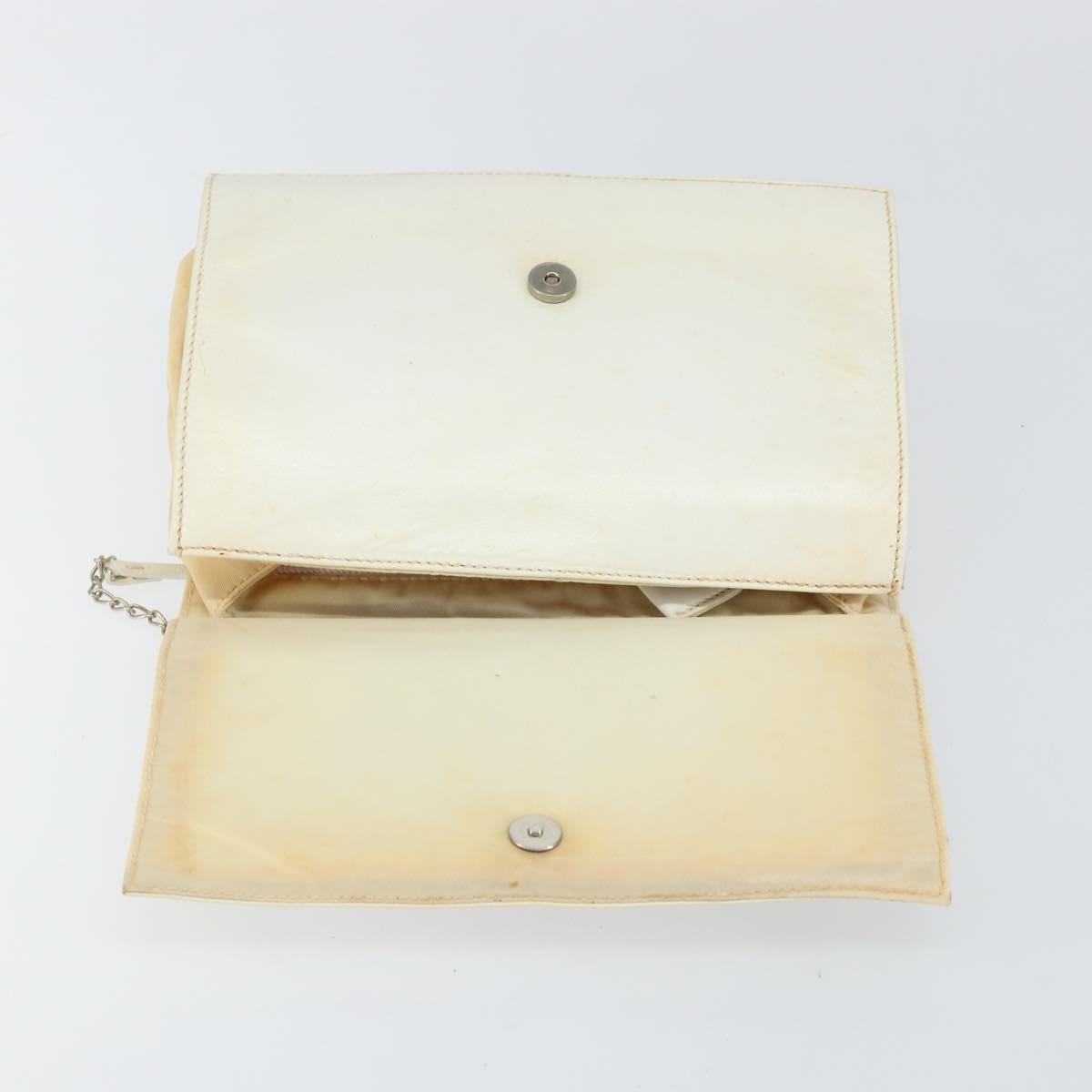 PRADA Chain Shoulder Bag Leather White Auth 151883