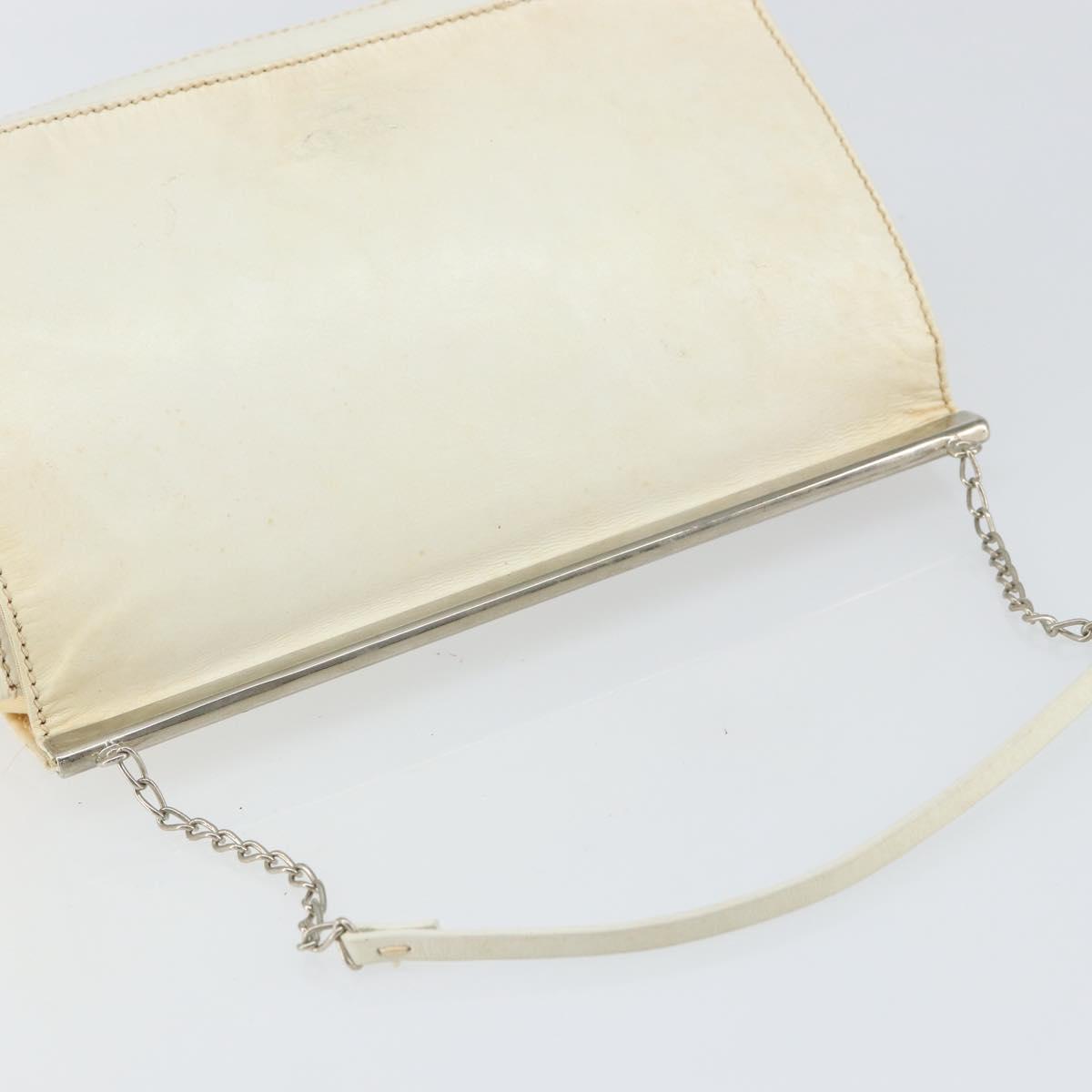 PRADA Chain Shoulder Bag Leather White Auth 151883