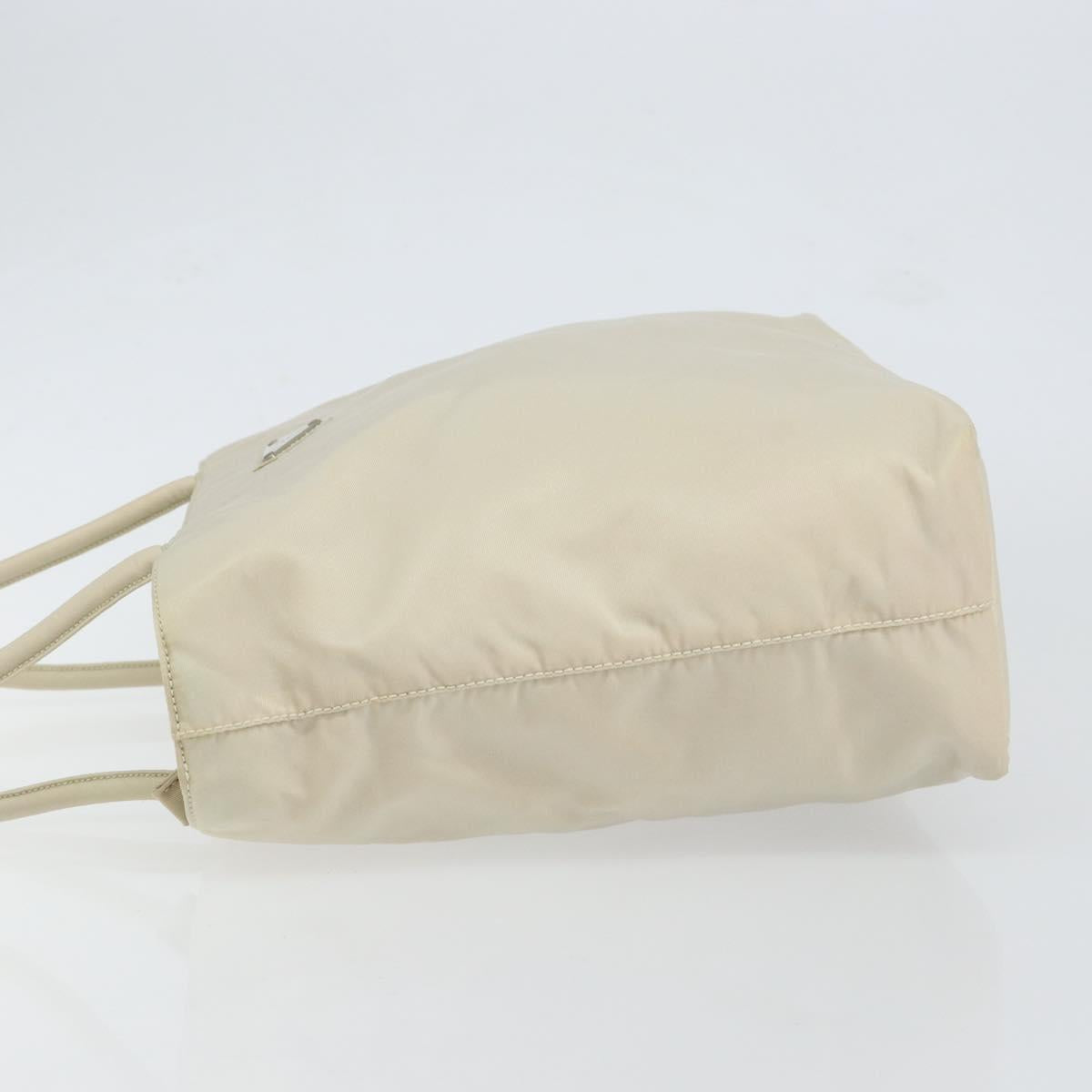 PRADA Tote Bag Nylon White Silver Auth 151884