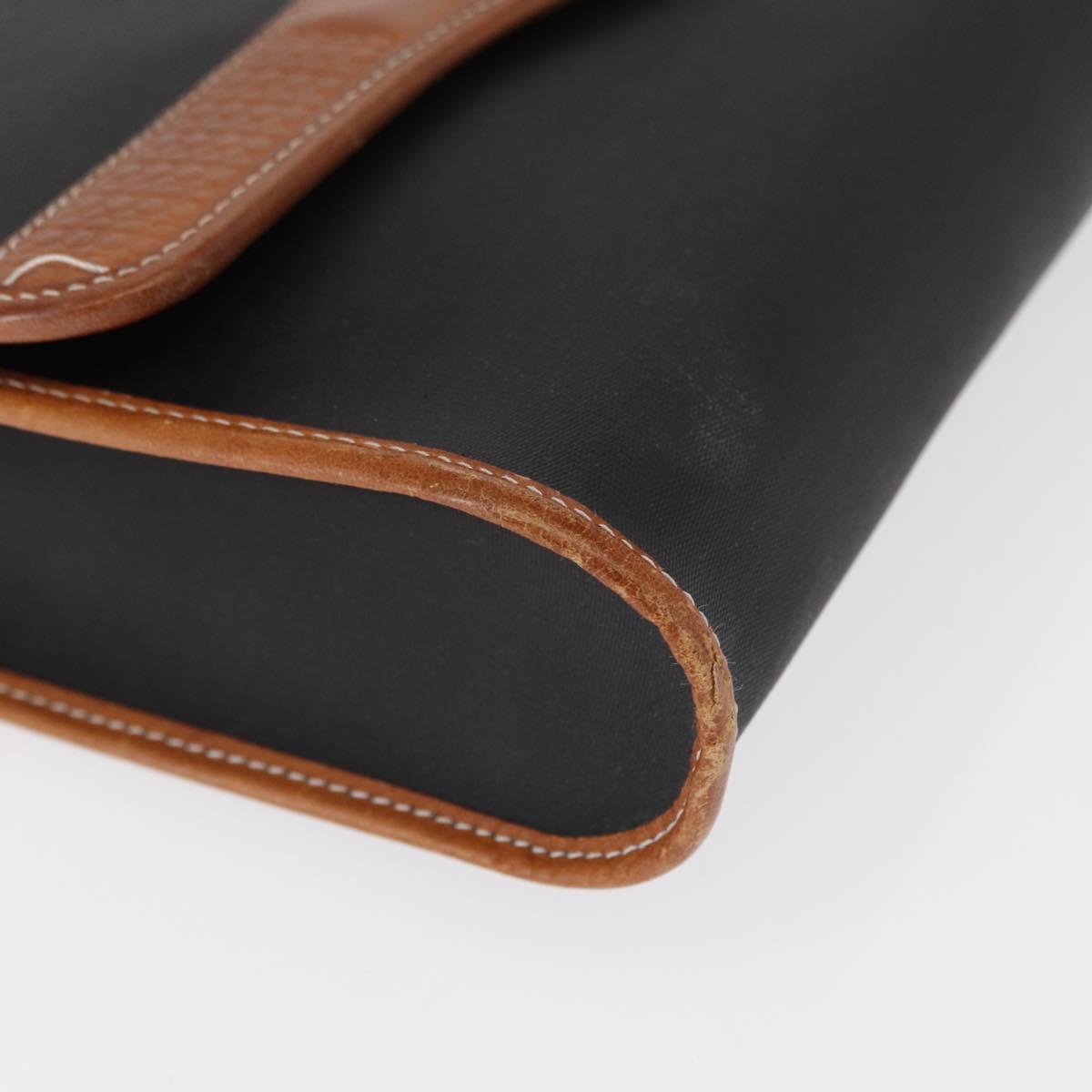 Christian Dior Shoulder Bag Nylon Black Gold Auth 151885