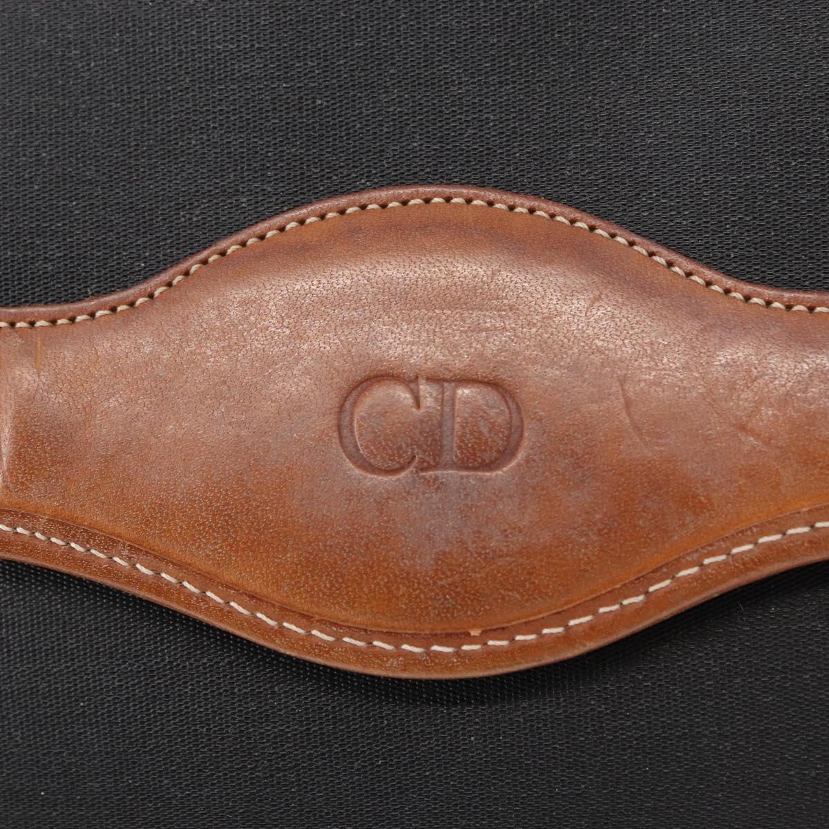 Christian Dior Shoulder Bag Nylon Black Gold Auth 151885