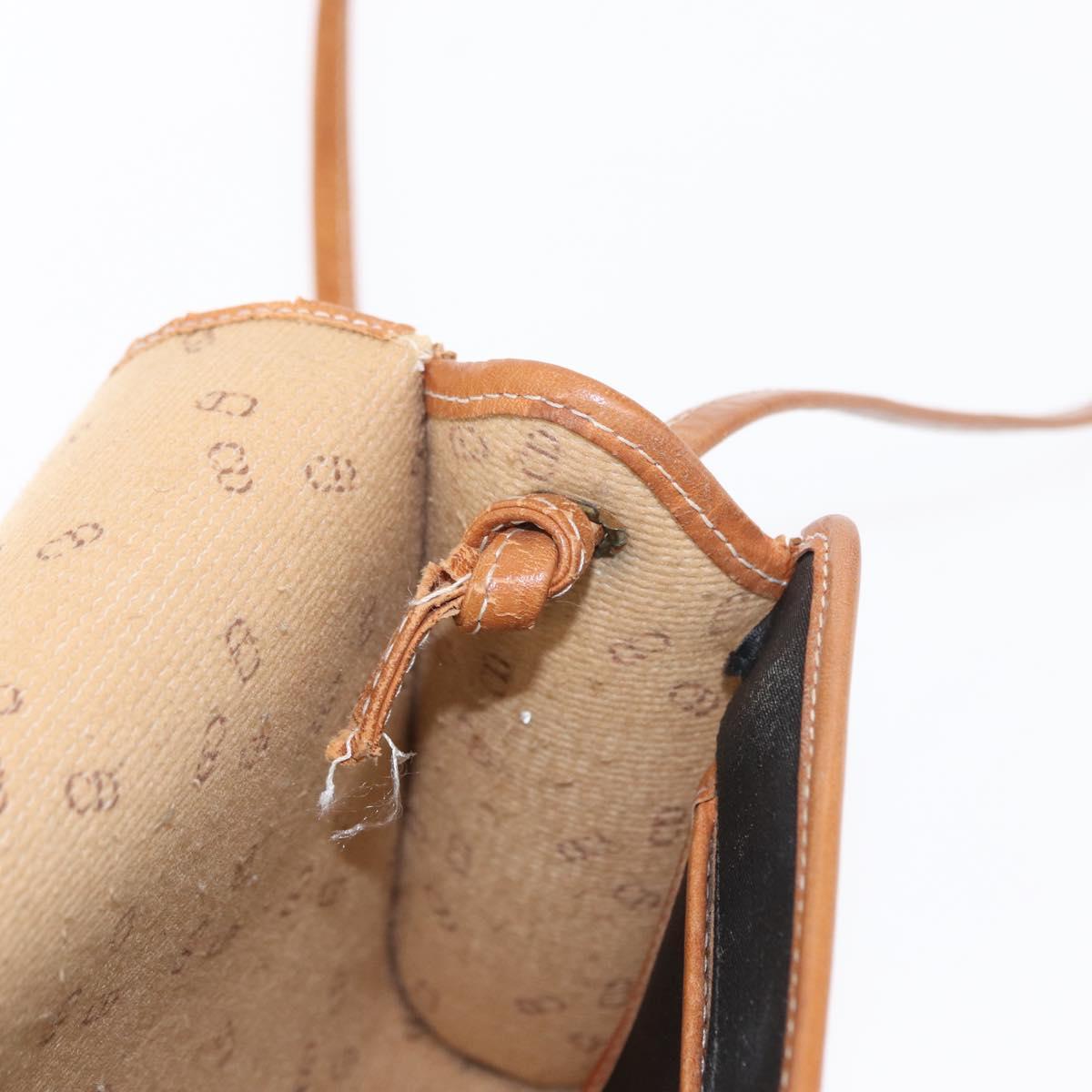 Christian Dior Shoulder Bag Nylon Black Gold Auth 151885