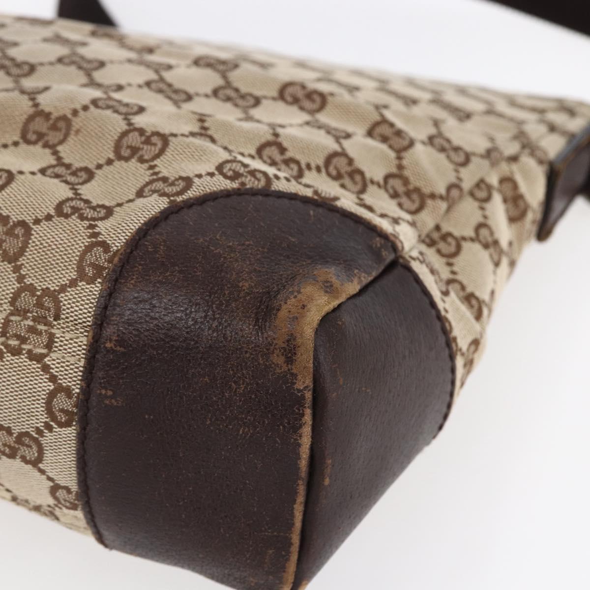 GUCCI GG Canvas Shoulder Bag Beige Silver 110054 Auth 151886