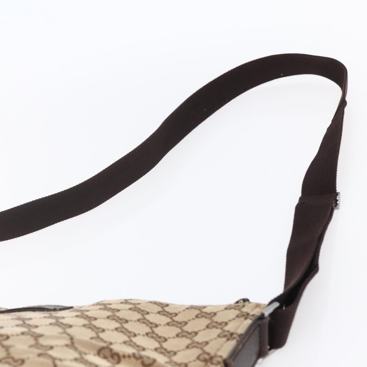 GUCCI GG Canvas Shoulder Bag Beige Silver 110054 Auth 151886