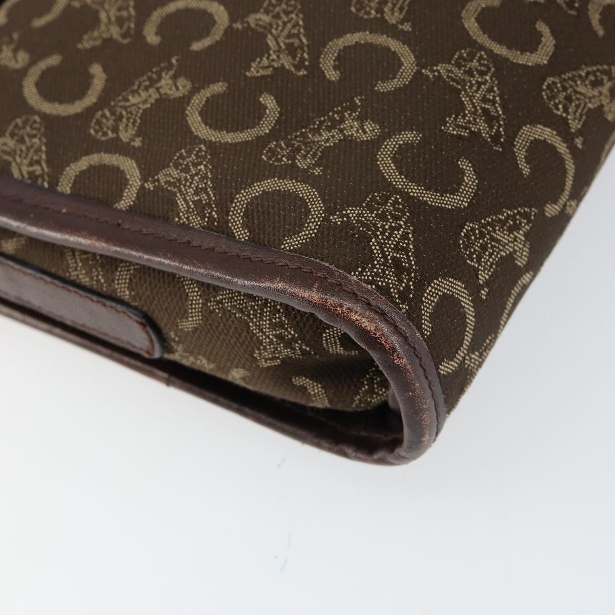 CELINE C Sulky Shoulder Bag Canvas Leather Brown Gold Auth 151887