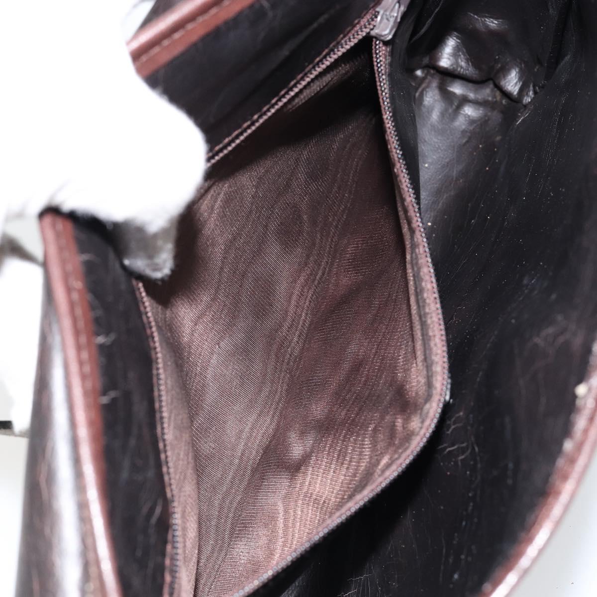 CELINE C Sulky Shoulder Bag Canvas Leather Brown Gold Auth 151887