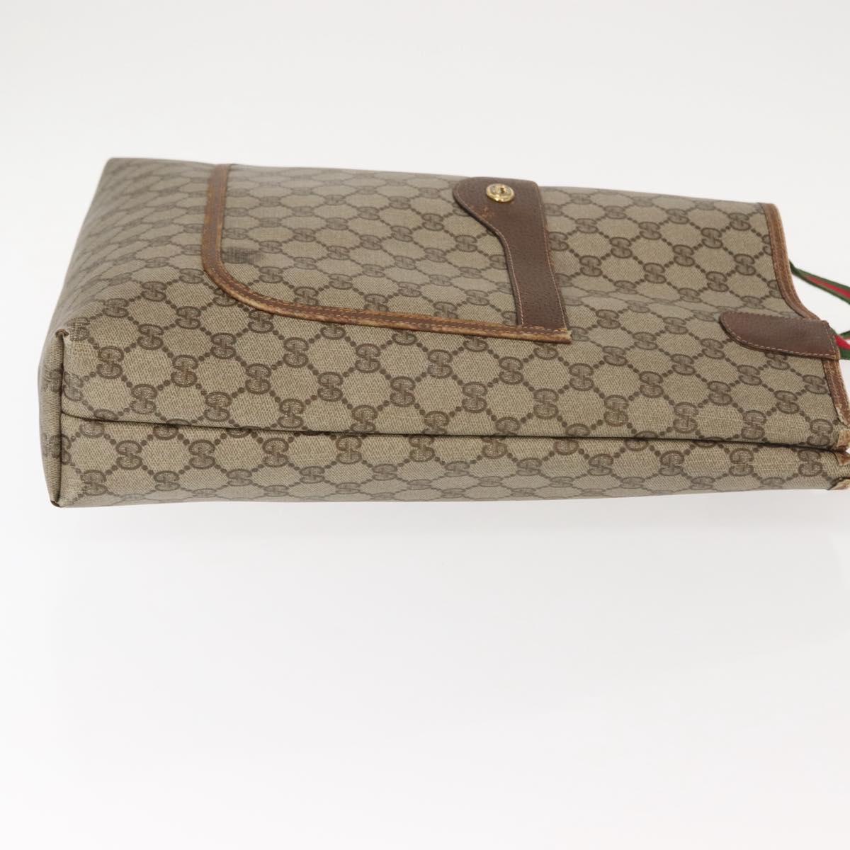 GUCCI GG Supreme Web Sherry Line Tote Bag PVC Beige Red 40 02 003 Auth 151889