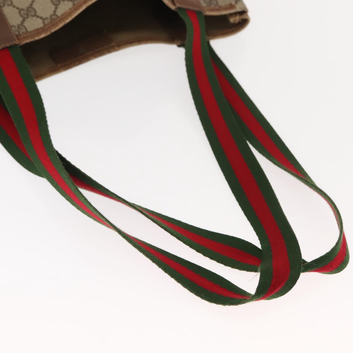 GUCCI GG Supreme Web Sherry Line Tote Bag PVC Beige Red 40 02 003 Auth 151889