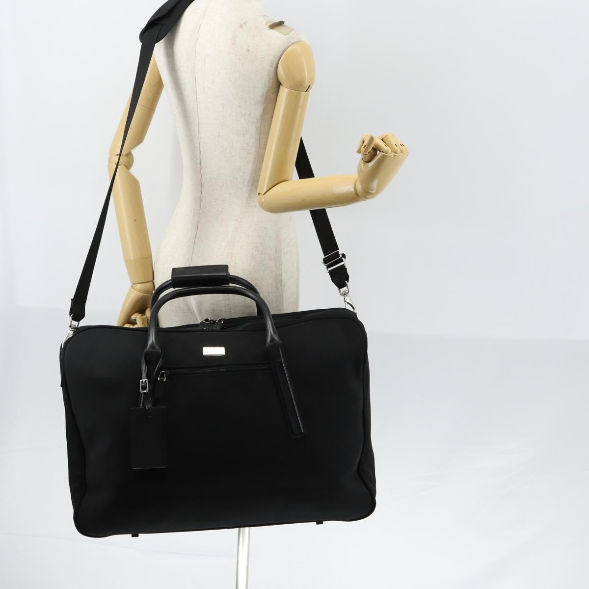 GUCCI Boston Bag Nylon Black Silver 012 0393 12 Auth 151894