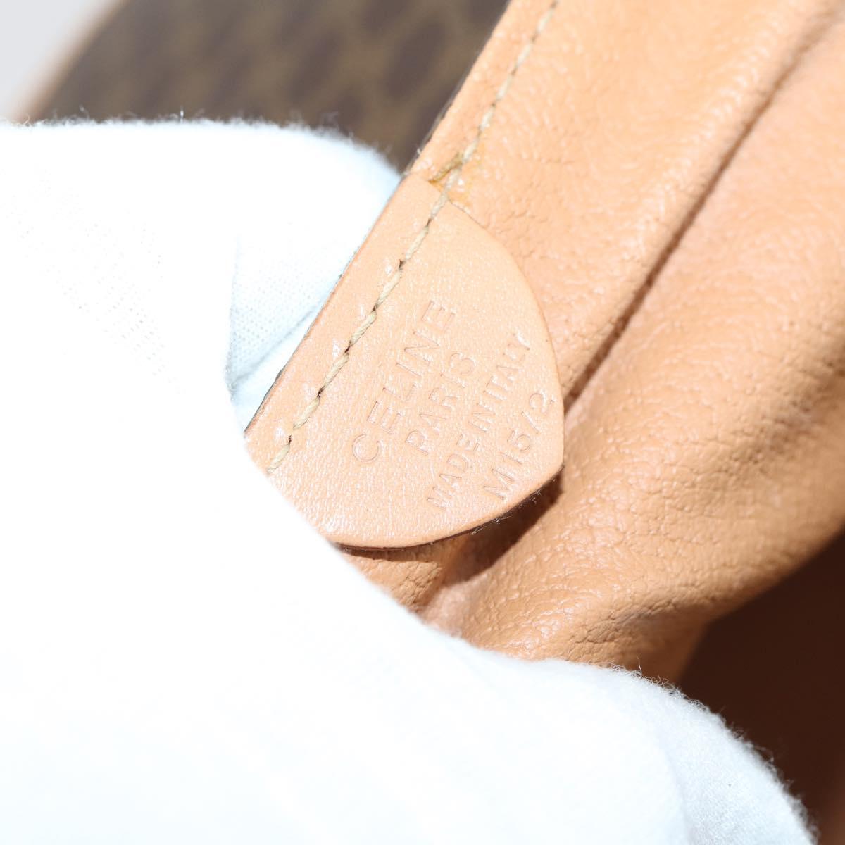 CELINE Macadam Canvas Boston Bag PVC Brown Gold Auth 151895