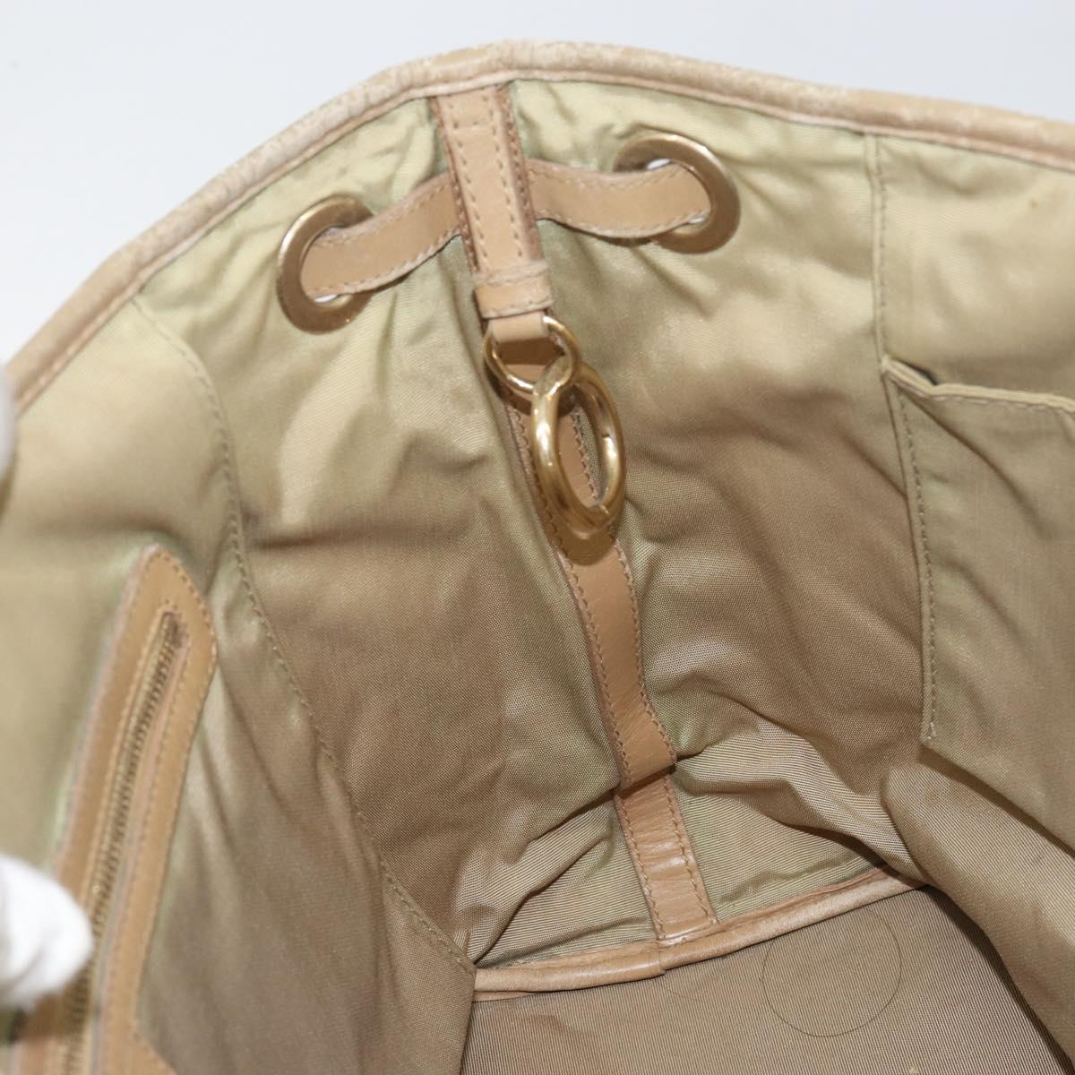 Christian Dior Canage Tote Bag Coated Canvas Beige Gold Auth 151899