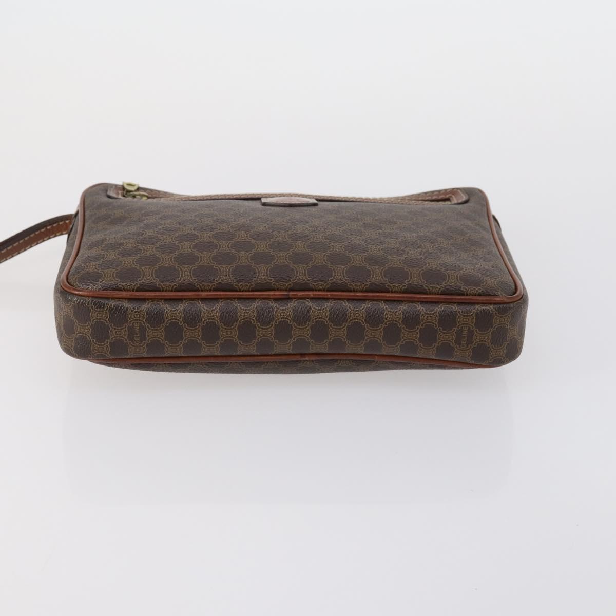 CELINE Macadam Canvas Clutch Bag PVC Leather 3 Set Brown Beige Auth 151904