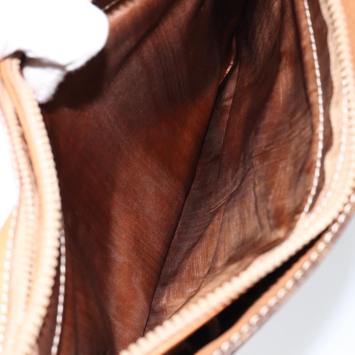 CELINE Macadam Canvas Clutch Bag PVC Leather Brown Gold Auth 151905