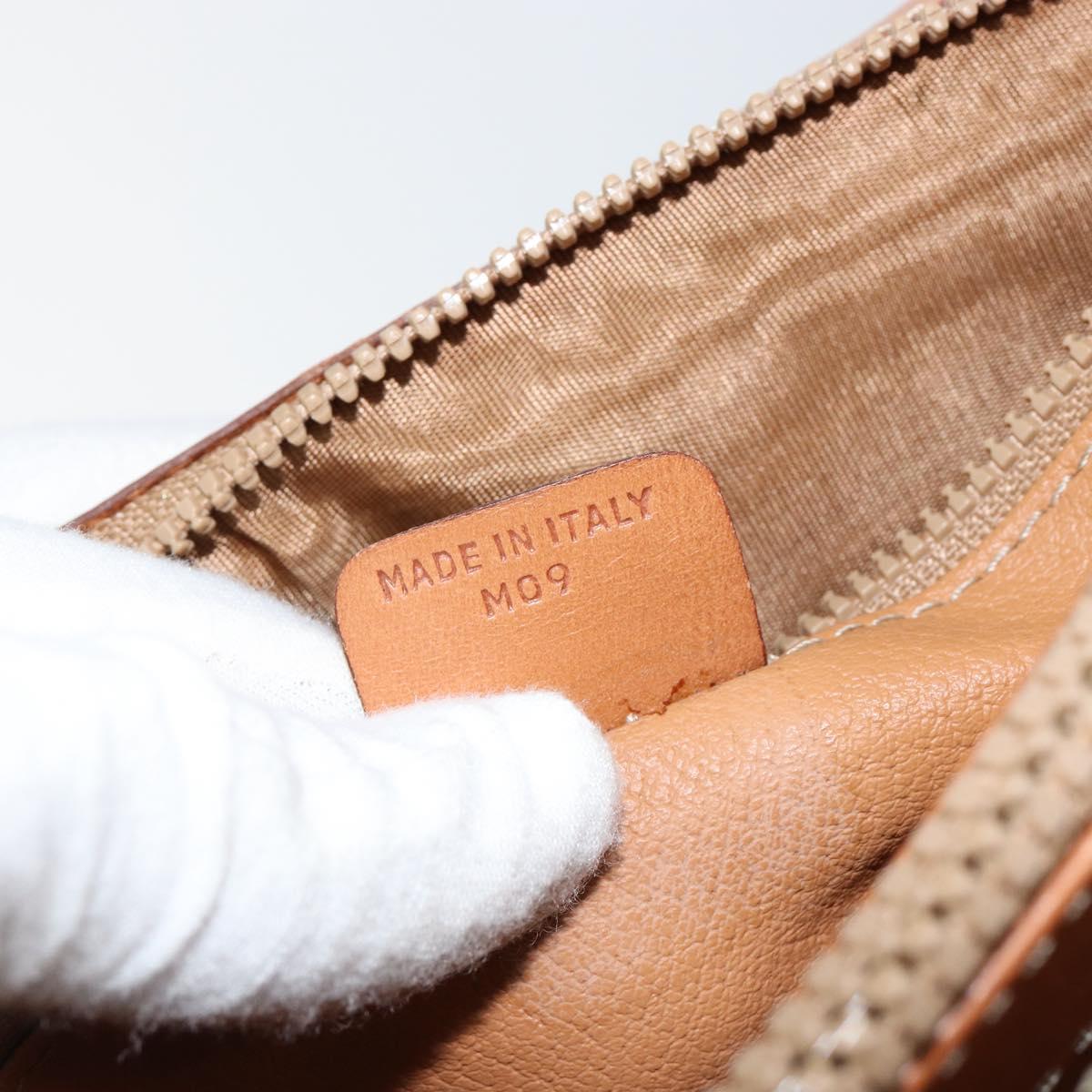 CELINE Macadam Canvas Clutch Bag PVC Leather Brown Gold Auth 151905