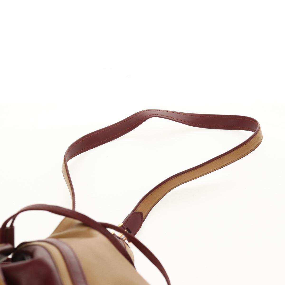 CARTIER Shoulder Bag Leather Beige Auth 151907
