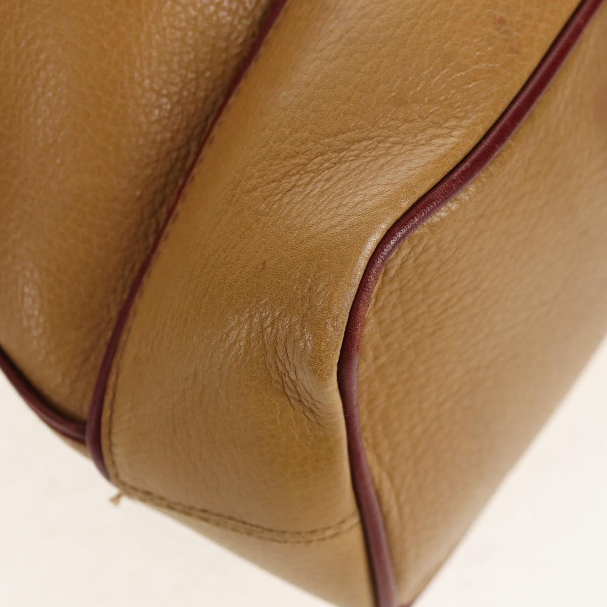 CARTIER Shoulder Bag Leather Beige Auth 151907