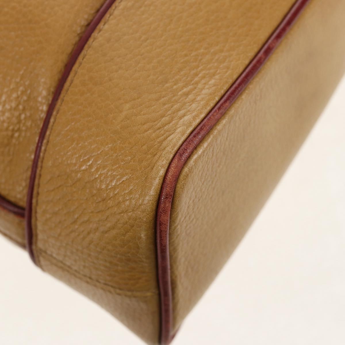 CARTIER Shoulder Bag Leather Beige Auth 151907