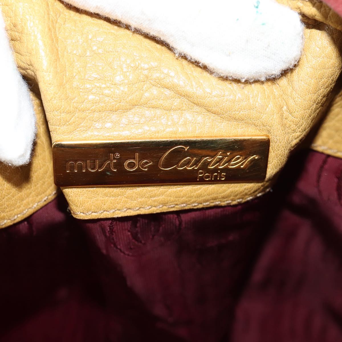 CARTIER Shoulder Bag Leather Beige Auth 151907