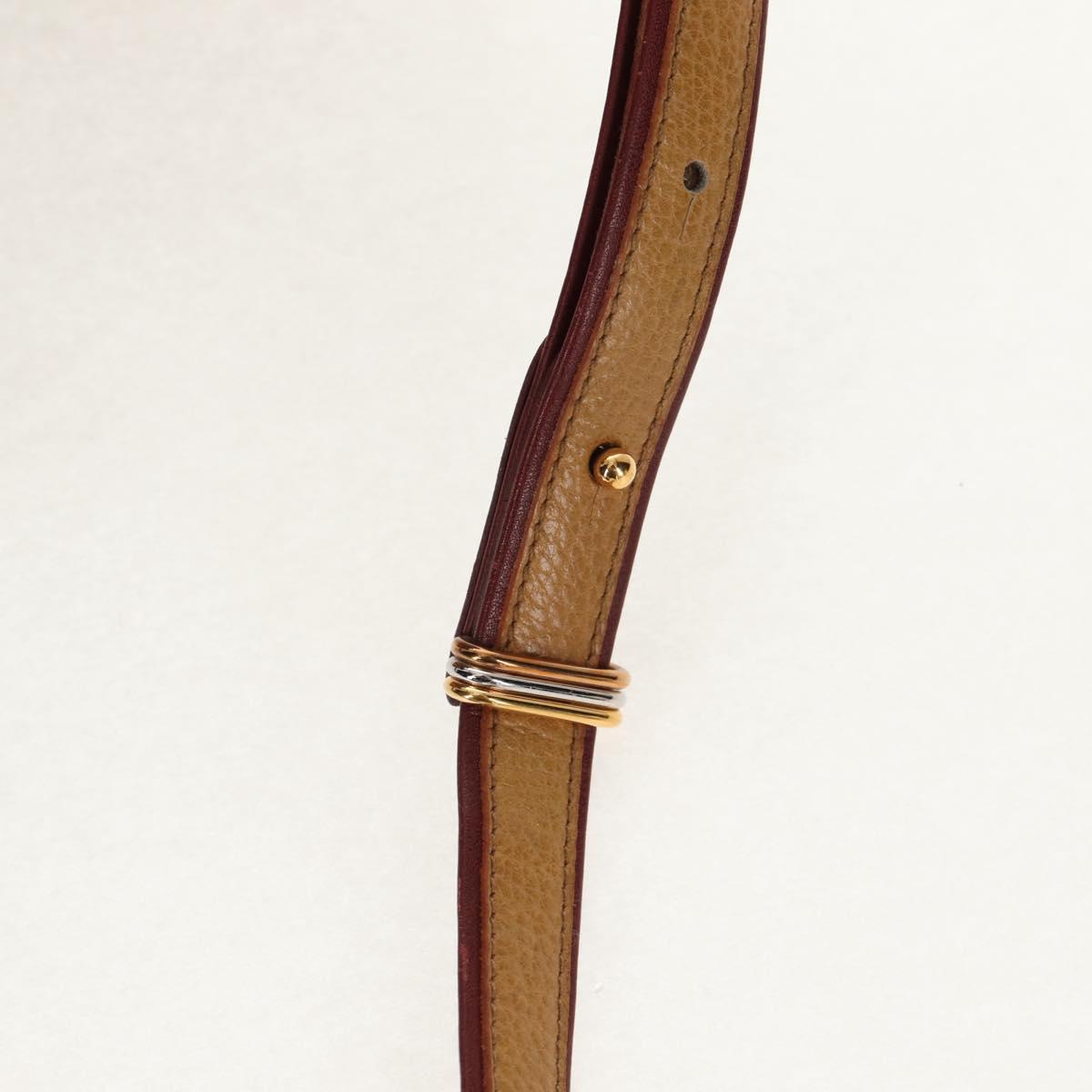 CARTIER Shoulder Bag Leather Beige Auth 151907