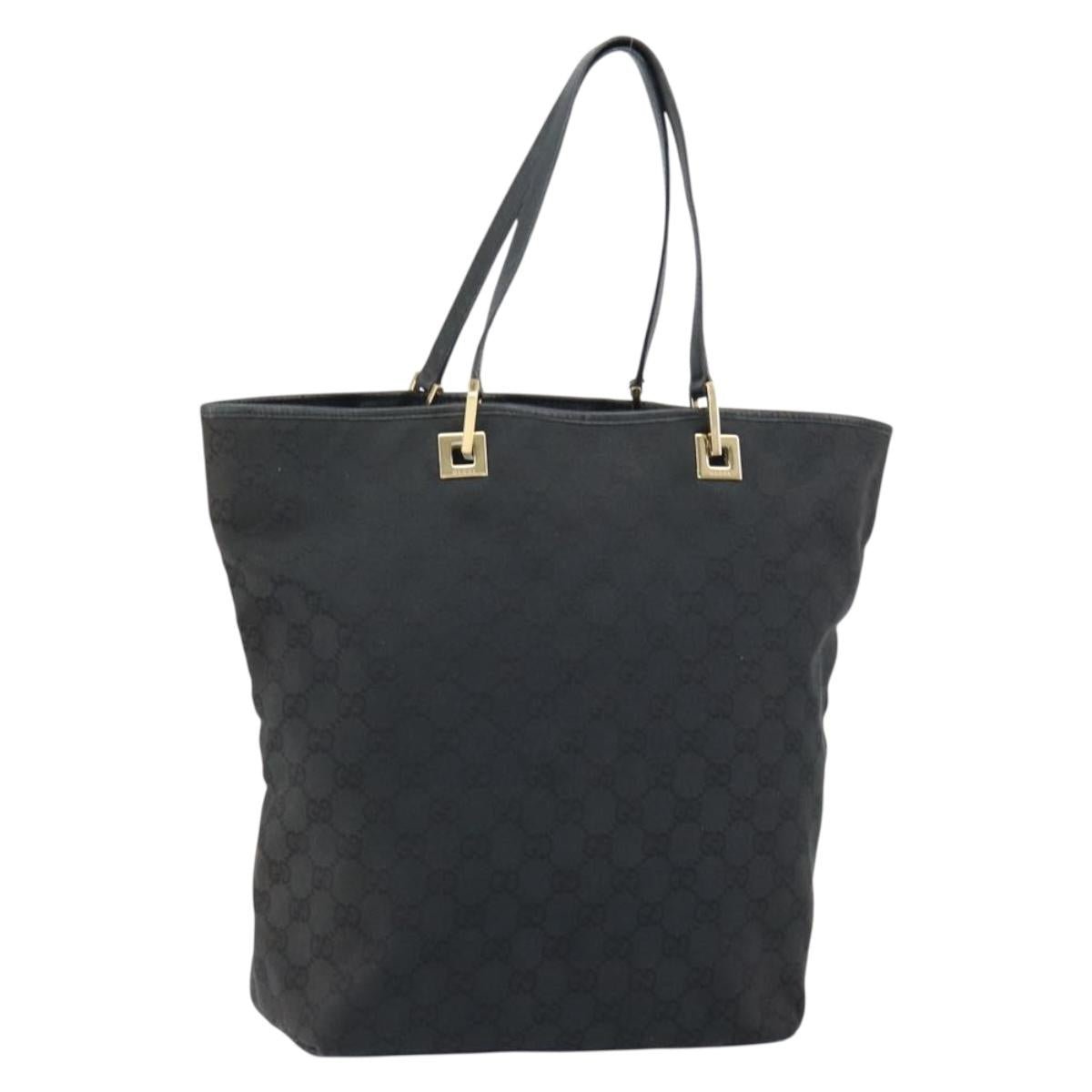GUCCI GG Canvas Tote Bag Black Gold 002 1098 2404 Auth 151908