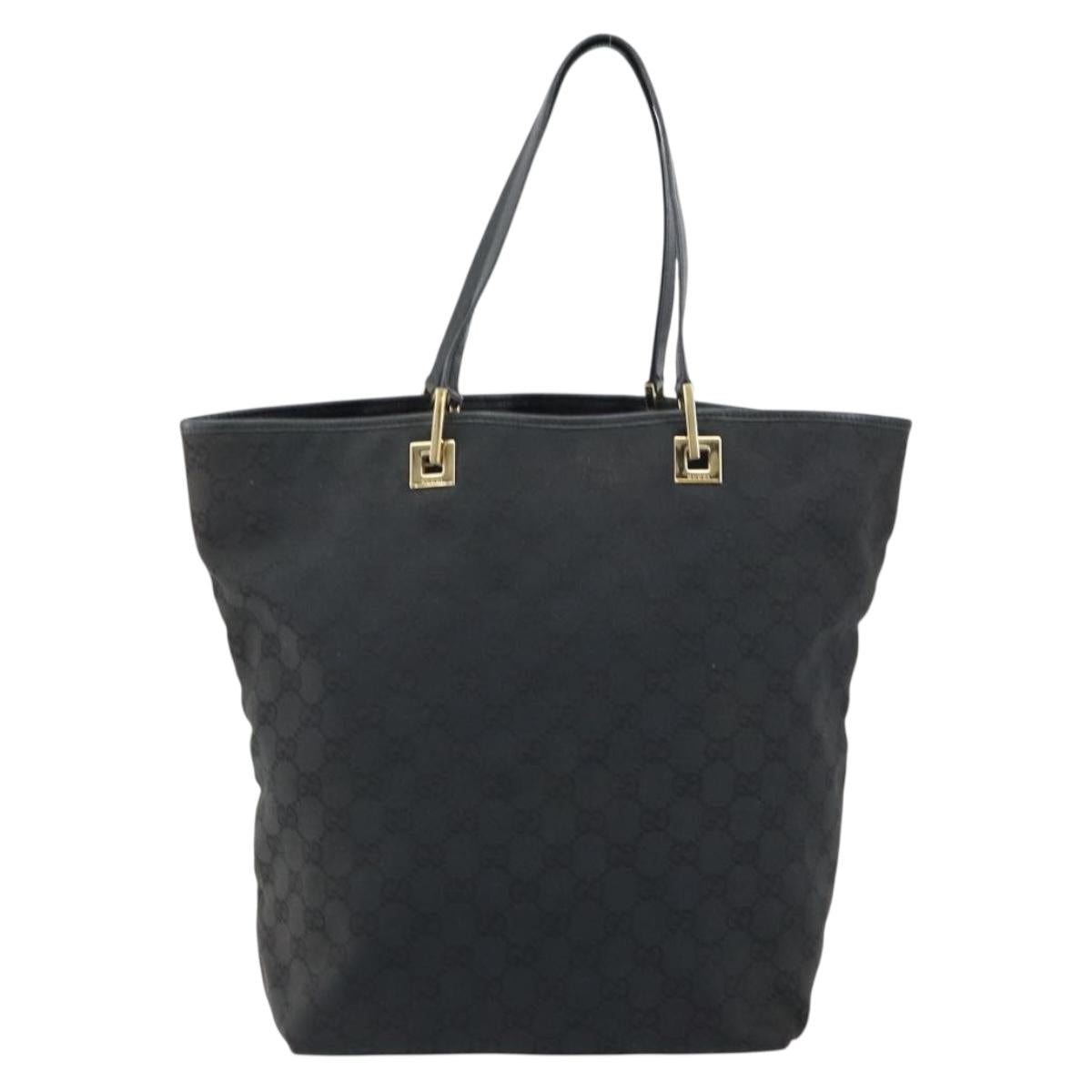GUCCI GG Canvas Tote Bag Black Gold 002 1098 2404 Auth 151908