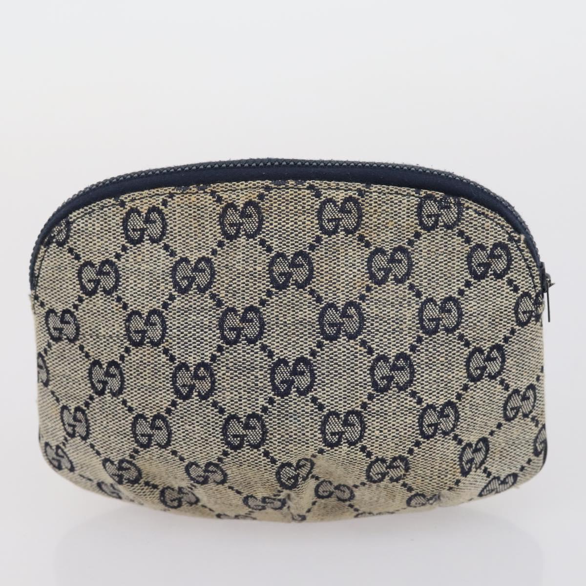 GUCCI GG Supreme Clutch Bag PVC 2 Set Beige Navy Auth 151916