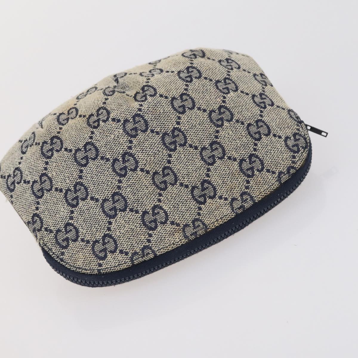 GUCCI GG Supreme Clutch Bag PVC 2 Set Beige Navy Auth 151916