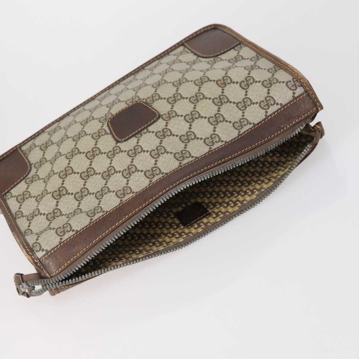 GUCCI GG Supreme Clutch Bag PVC 2 Set Beige Navy Auth 151916